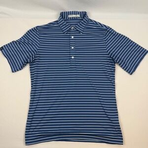 CRIQUET Mens Striped Golf Polo Shirt Blue White Short Sleeve Collared Size M‎